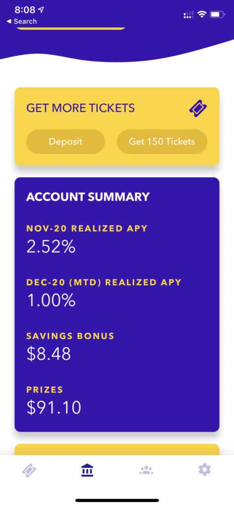 yotta screenshot showing 2.52 percent apy in nov 2020 and 1 percent apy in december 2020